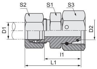 Hexagon Head DIN Bite Type Reducer Tube Adapter met draaiend knoop koolstofstaal Fitting 2c-W