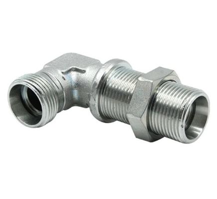 Gemaakt van medium koolstofstaal Hydraulisch afscherming 90° Metrische slangadapter gegalvaniseerd plaat