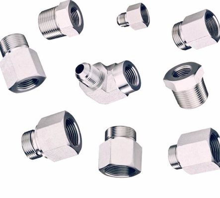 Zilveren medium koolstofstaal Duitse metrische mannelijke H. T tot BSPT mannelijke hydraulische slangadapter
